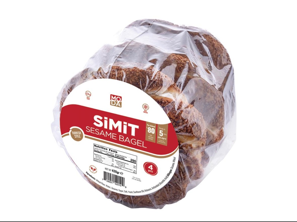 MODA, Turkish Sesame Bagel, Simit, Par-Baked, 4pcs x 3.5oz (110g) x 16pack - #520172
